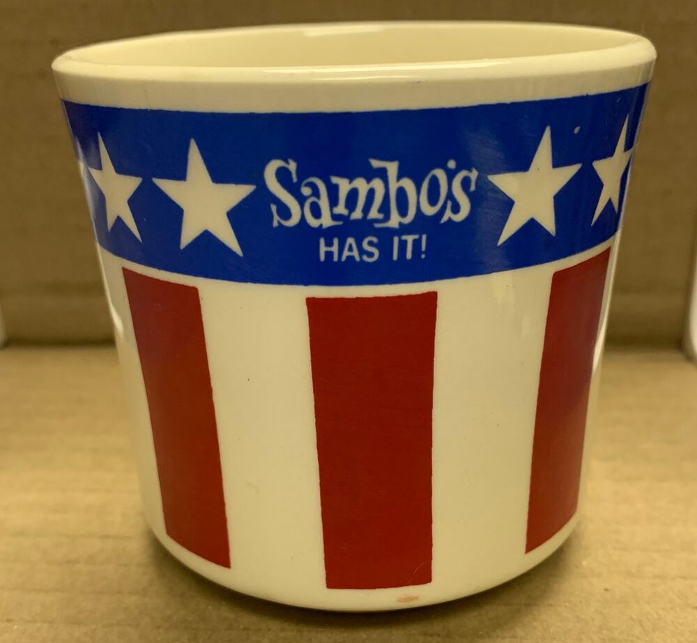 Vintage 1970s SAMBO'S Has It restaurant coffee mug America's Bicentennial